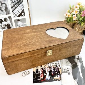 Personalised wedding memories box with heart plaque